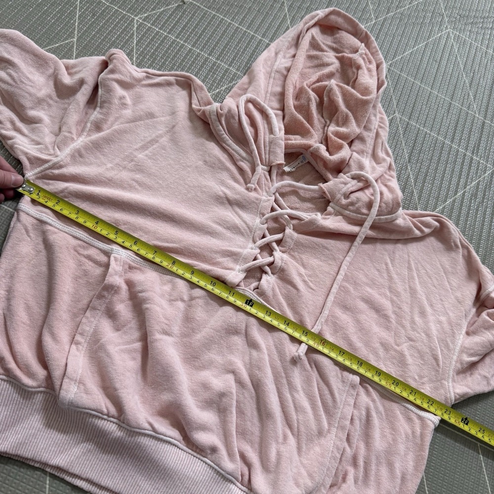 Free People Movement Believe It Hooded Lace Up Pullover Sweatshirt Small Pink - Picture 7 of 8
